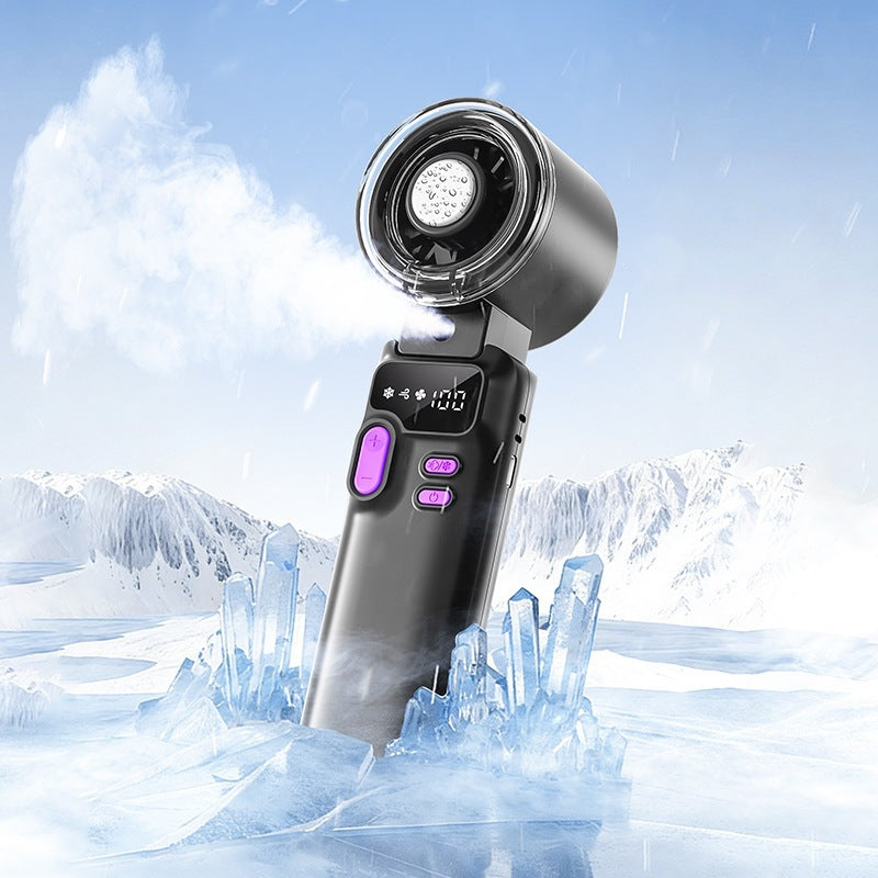 Cooling handheld digital display misting mini fan with adjustable tilt Bowlift