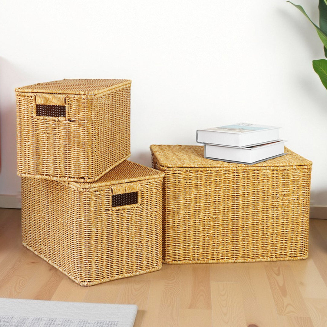 Handwoven Wicker Storage Chest Bowlift