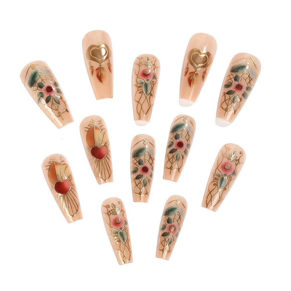 Creative artificial nails with floral and romantic design Bowlift
