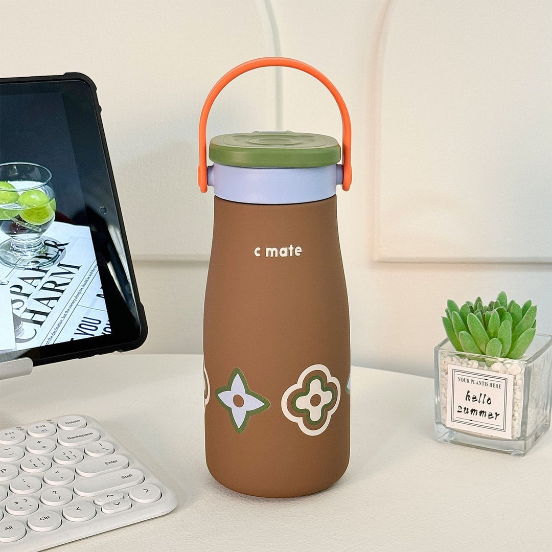 Ladies Insulated Drinking Bottle with Practical Carry Strap Bowlift