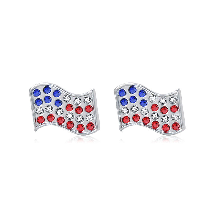 Women's star-shaped enamel earrings with USA flag motif and gold-plated fish Bowlift