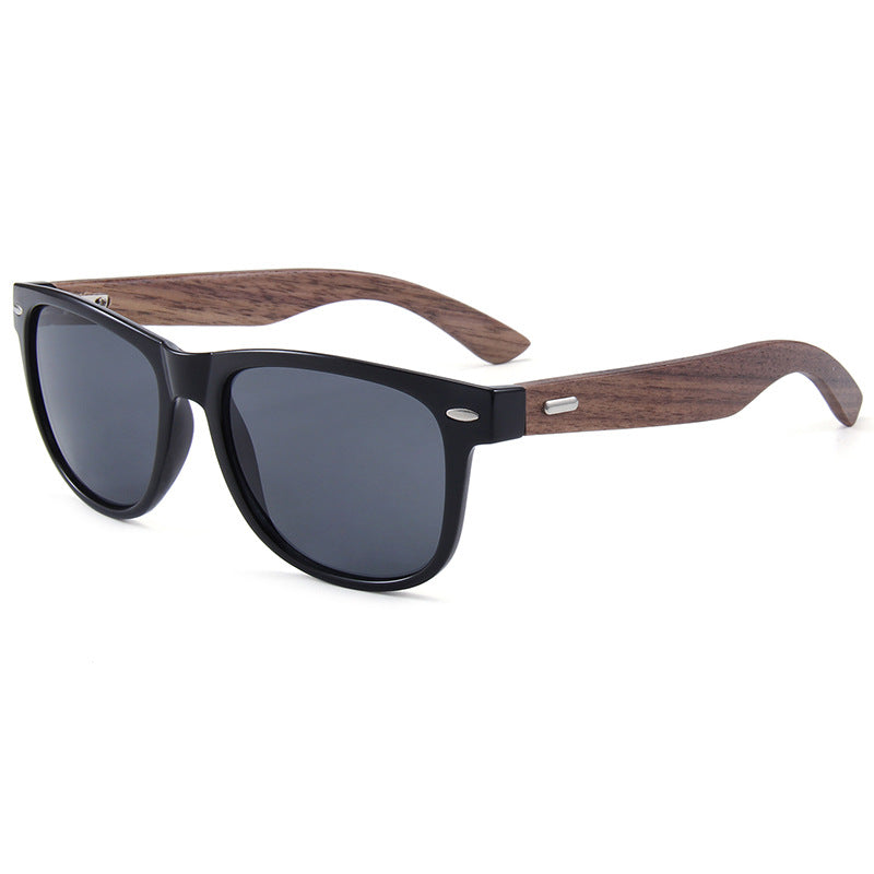 Rimless oversized cat eye polarized sunglasses with wood-effect temples Bowlift
