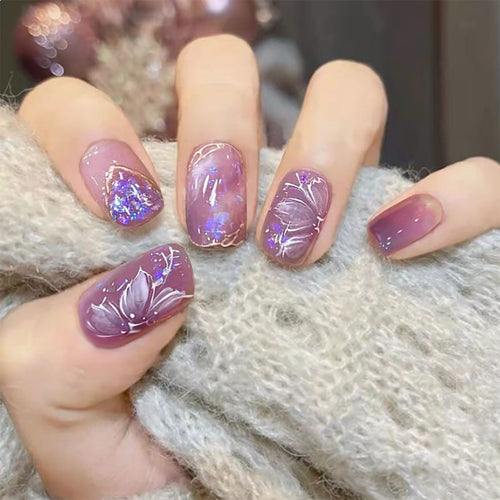 DIY Floral Design Press-On Nail Set Bowlift