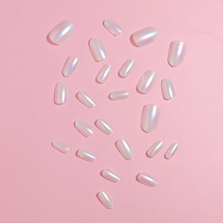 Iridescent Almond-Shaped Press-On Nails Bowlift