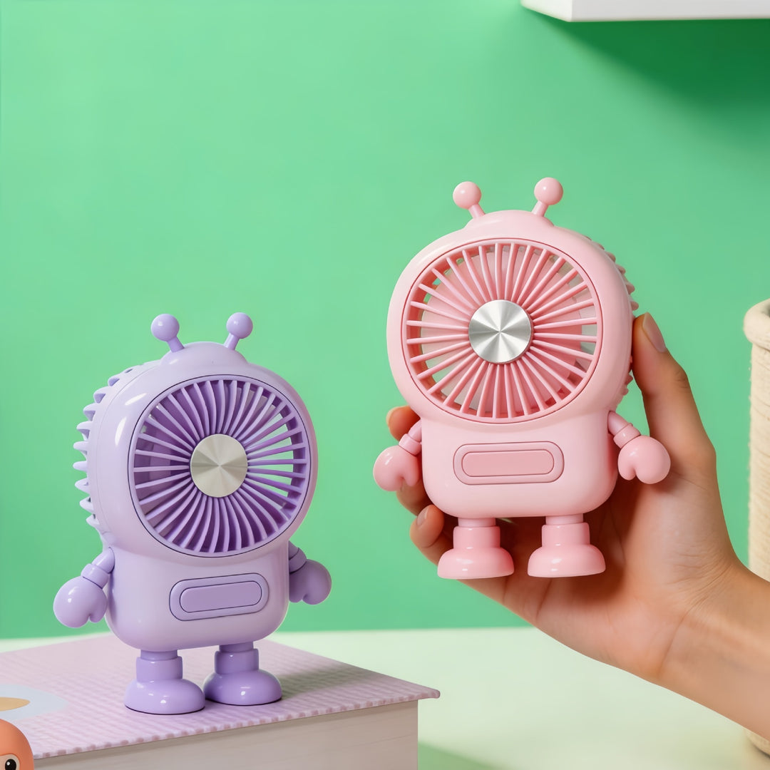 Women's portable mini fan in creative robot design Bowlift
