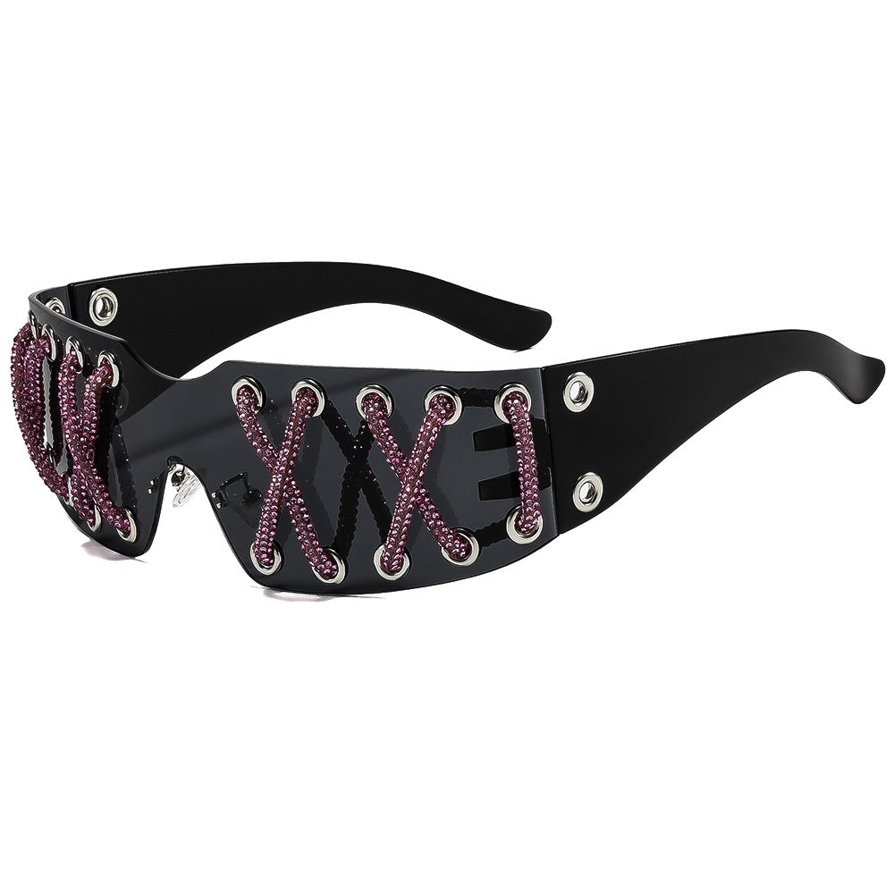 Women futuristic design sunglasses with unique decor Bowlift
