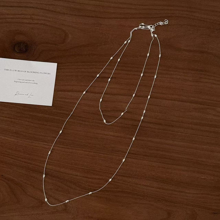 Delicate Silver Layered Chain Necklace Bowlift