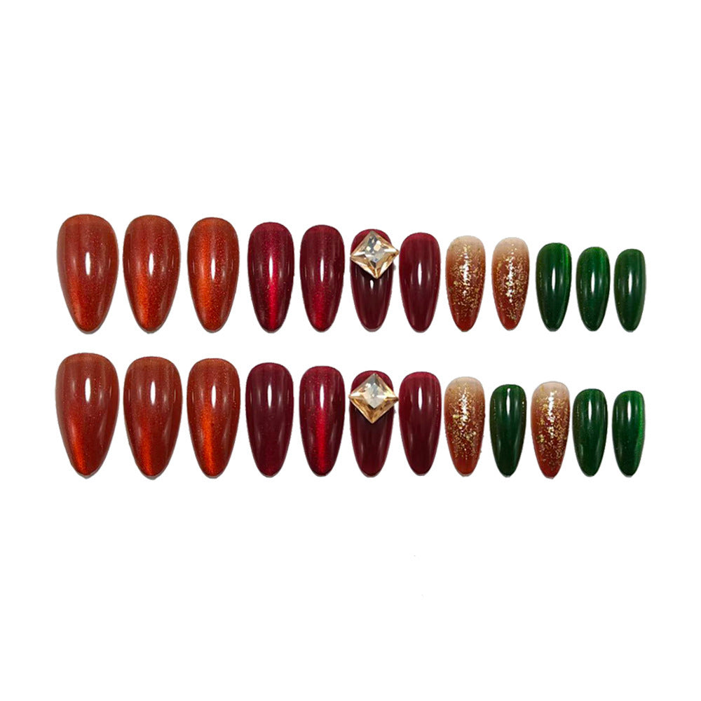 Creative artificial nails with glitter and gemstone decorations Bowlift