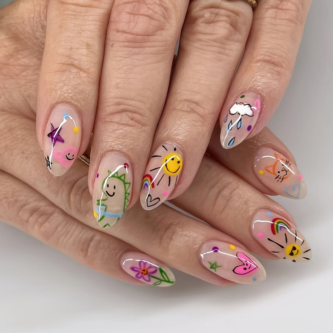 Floral Art Acrylic Nail Set Bowlift