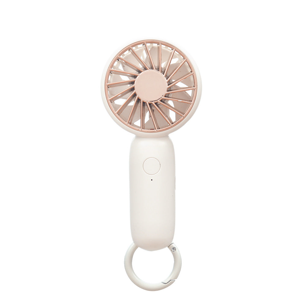 Cooling compact rechargeable handheld fan with carabiner loop and whisper-silent motor Bowlift