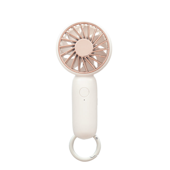 Cooling compact rechargeable handheld fan with carabiner loop and whisper-silent motor Bowlift