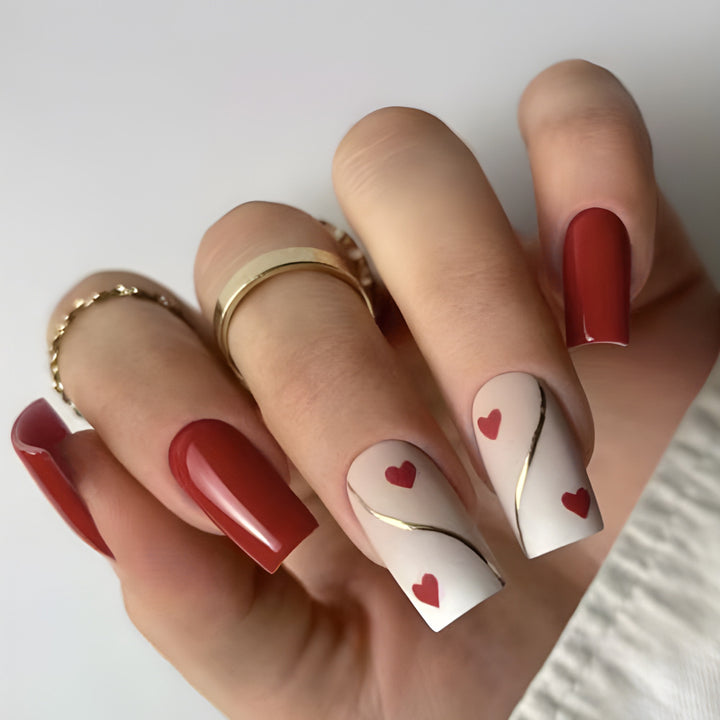 Romantic Heart-Embellished Nail Art Set Bowlift