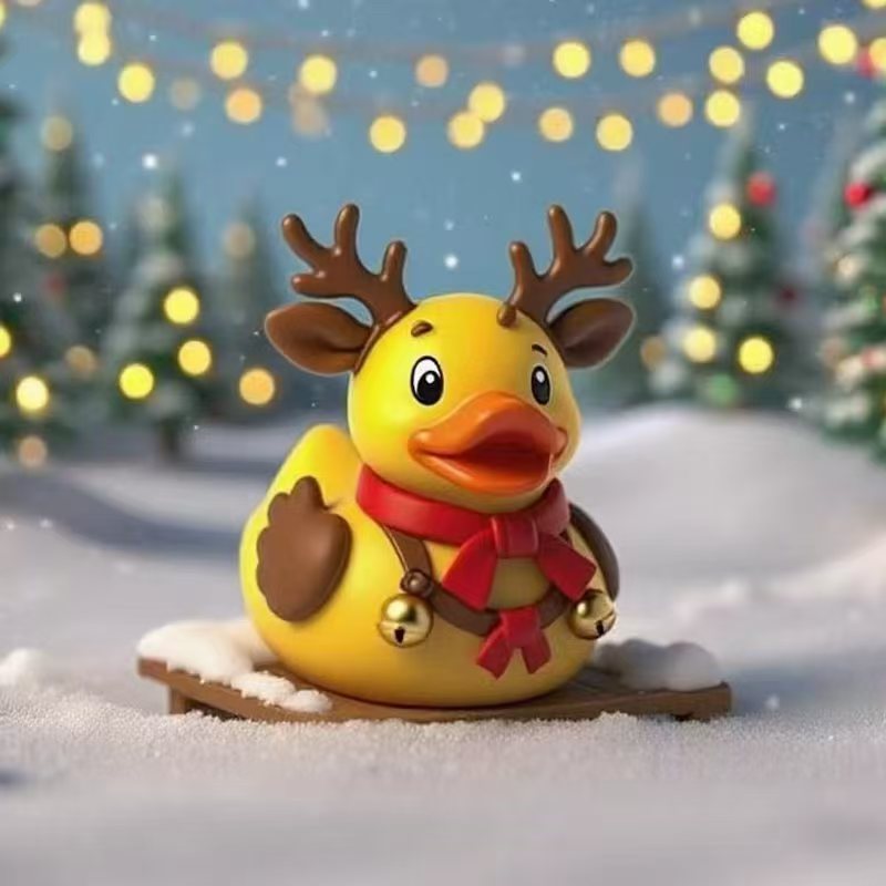 Funny rubber duck in craftsman's outfit Bowlift