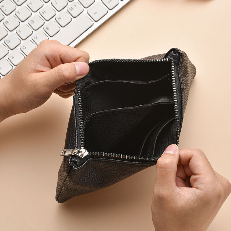 Premium Leather Zippered Pencil Case Bowlift