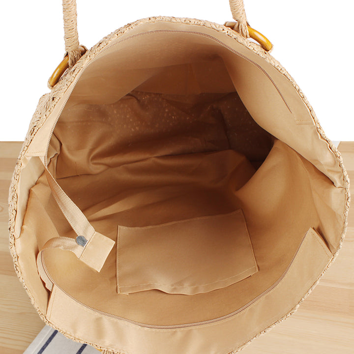 Braided beach bag with wood details Bowlift