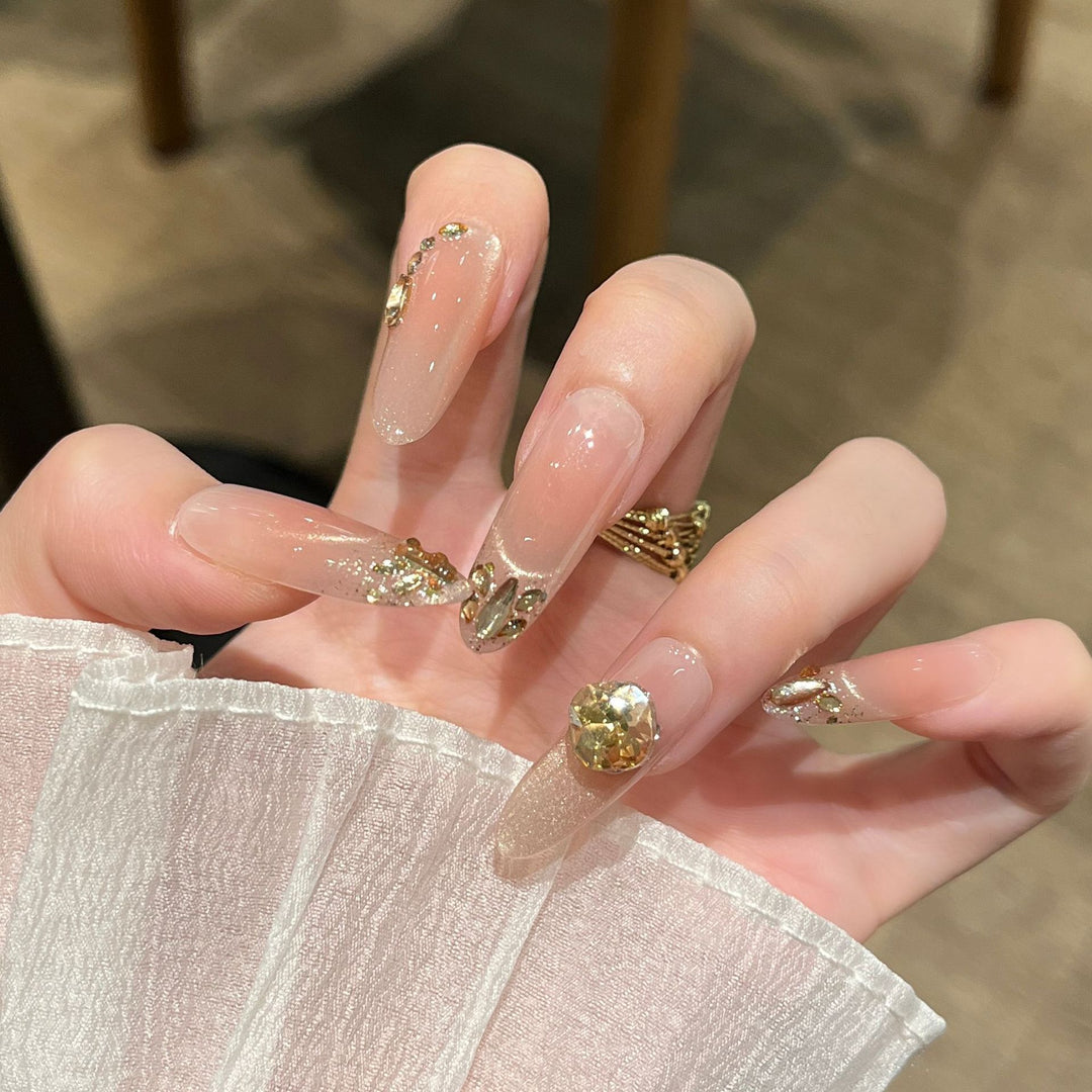 Elegant Glitter-Embellished Press-On Nail Extensions Bowlift