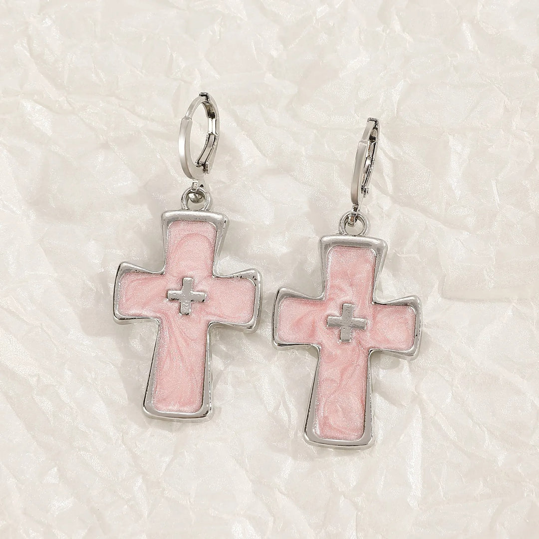 Heart-Inspired Cross Dangle Earrings Bowlift