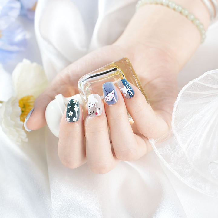 Artistic Cat-Inspired Press-On Nail Set Bowlift