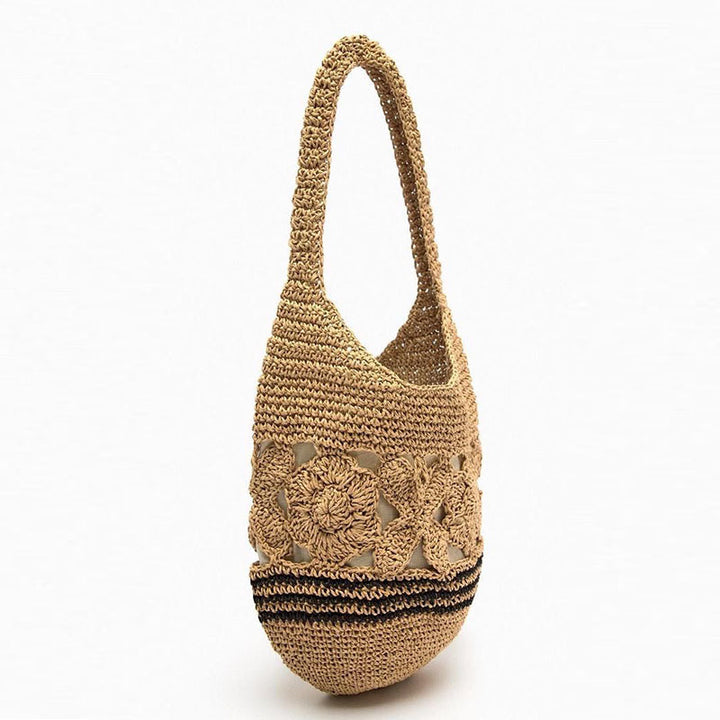Crocheted Shoulder Bag with Floral Design Bowlift