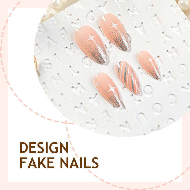 Elegant artificial nail set with glitter accents Bowlift