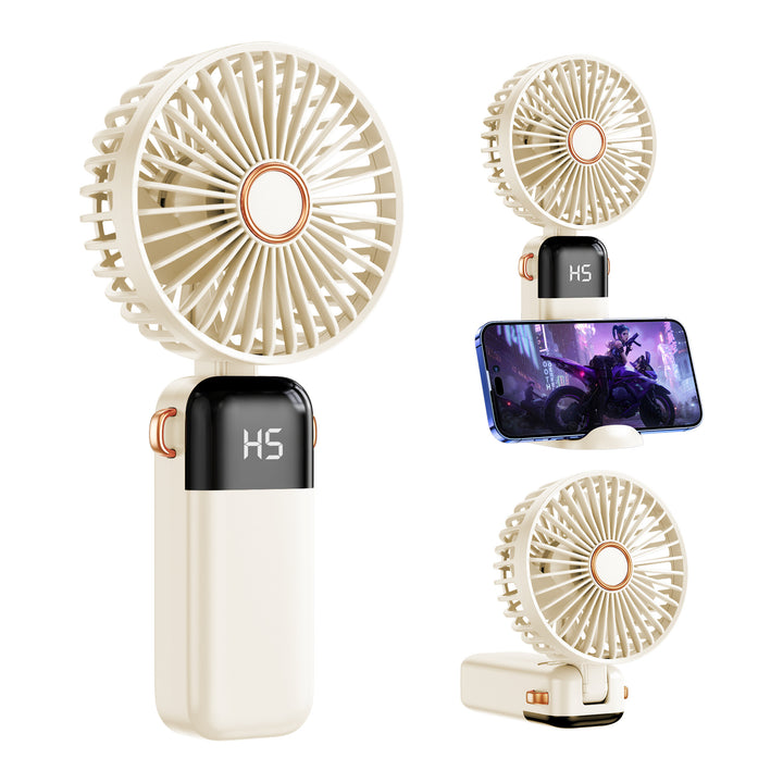 Cooling portable handheld misting fan with digital battery display and adjustable speeds Bowlift