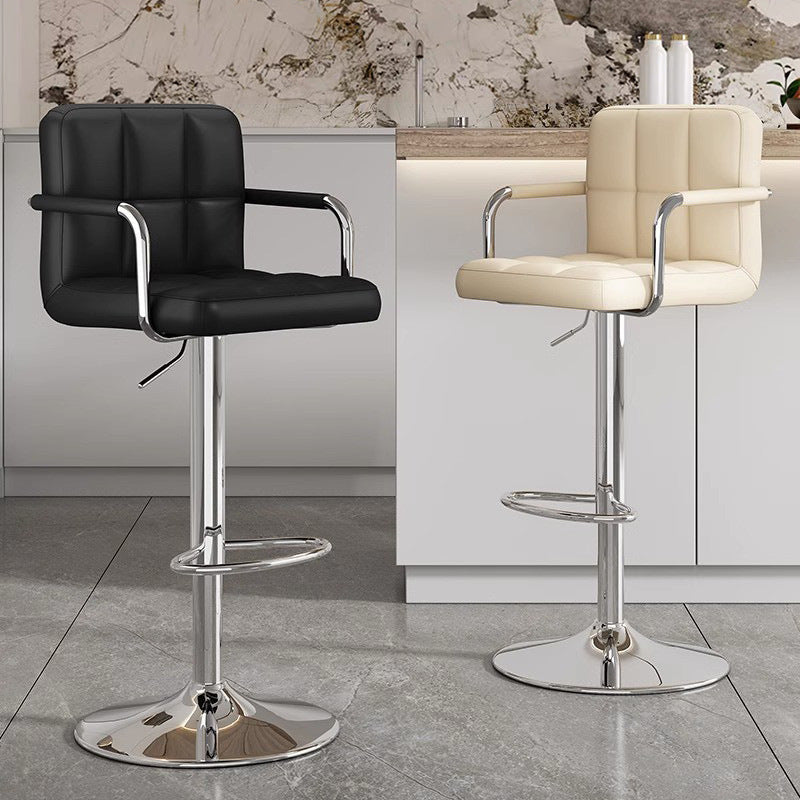 Modern Bar Stool With Functional Height Adjustment And Comfortable Pu Upholstery Bowlift