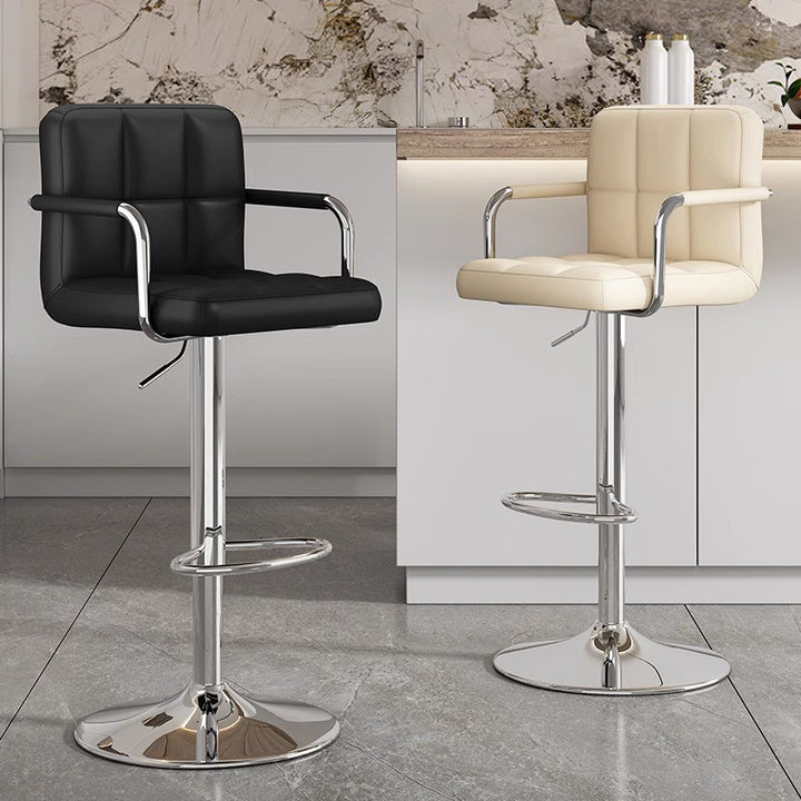 Modern Bar Stool With Functional Height Adjustment And Comfortable Pu Upholstery Bowlift