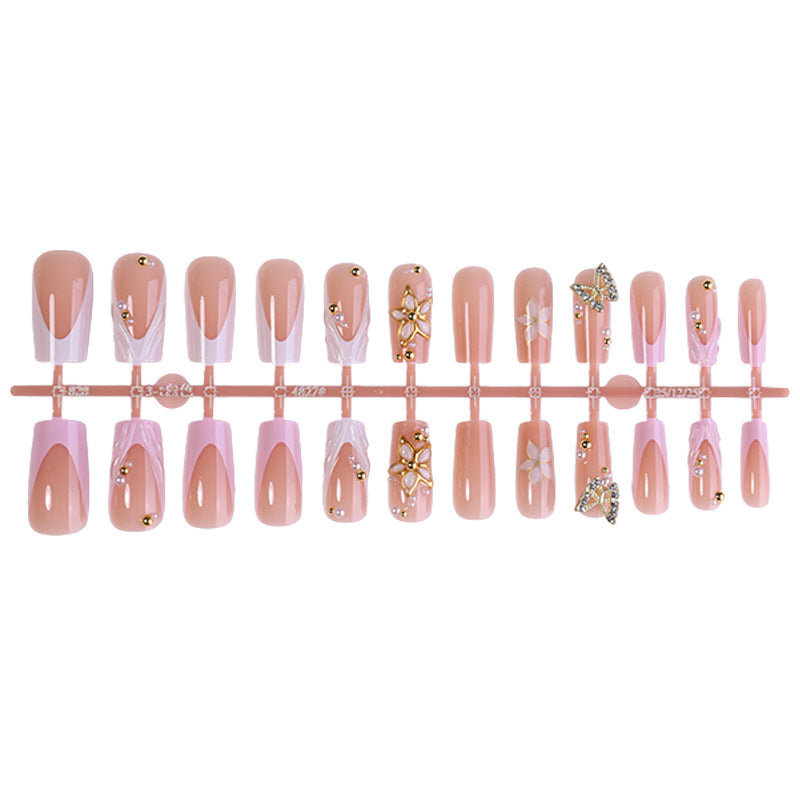 Decorative Press-On Nail Art Set with Crystal Accents Bowlift