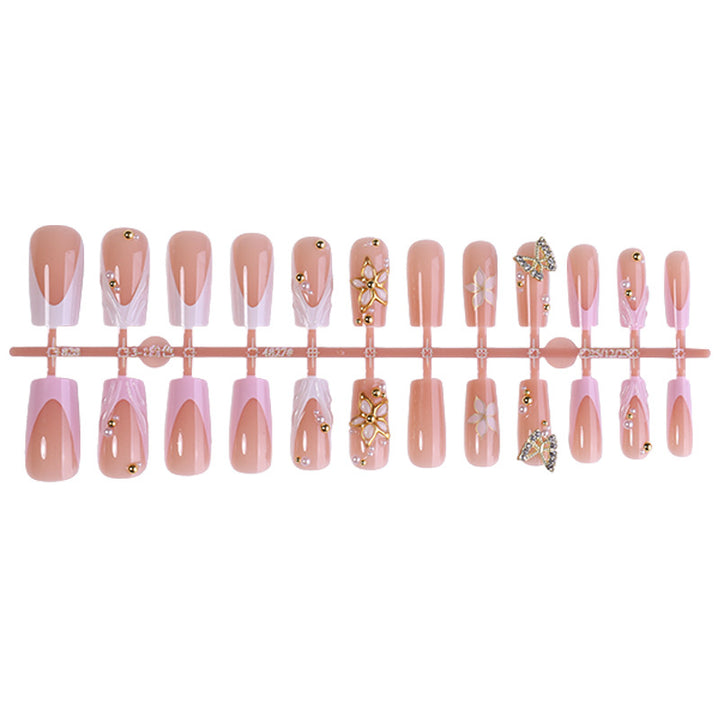 Decorative Press-On Nail Art Set with Crystal Accents Bowlift