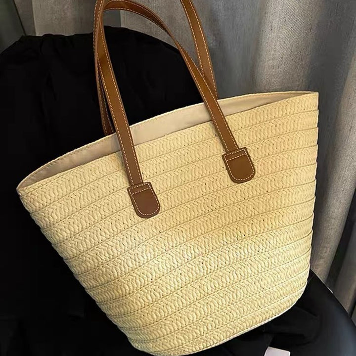 Stylish basket bag with leather handles Bowlift