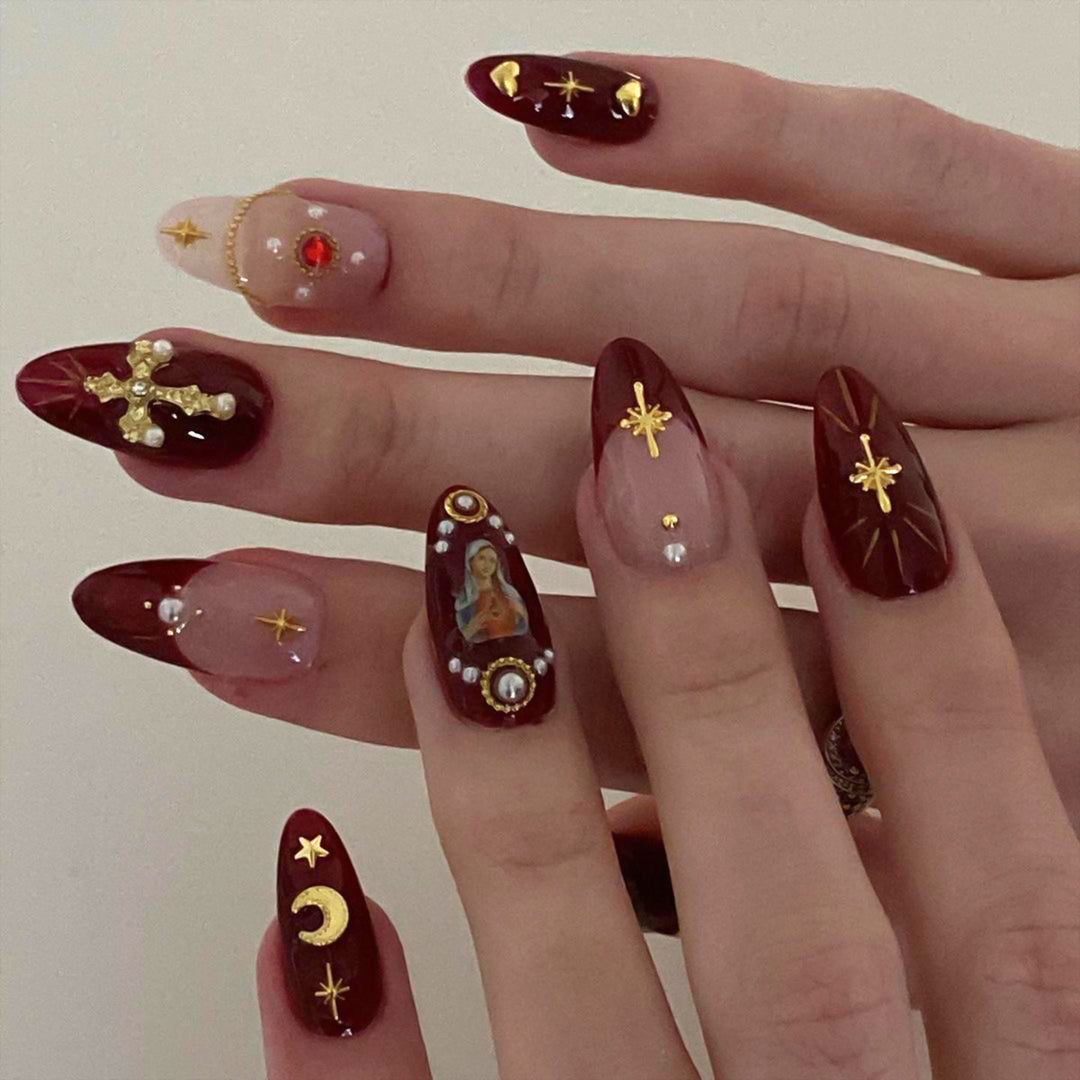 Artificial nail art with playful dots and bows Bowlift