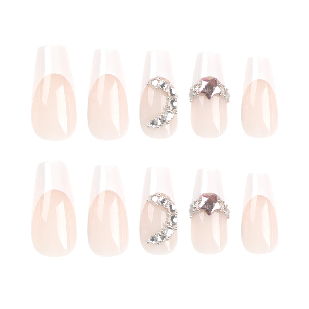 Elegant artificial nails with glitter accents Bowlift