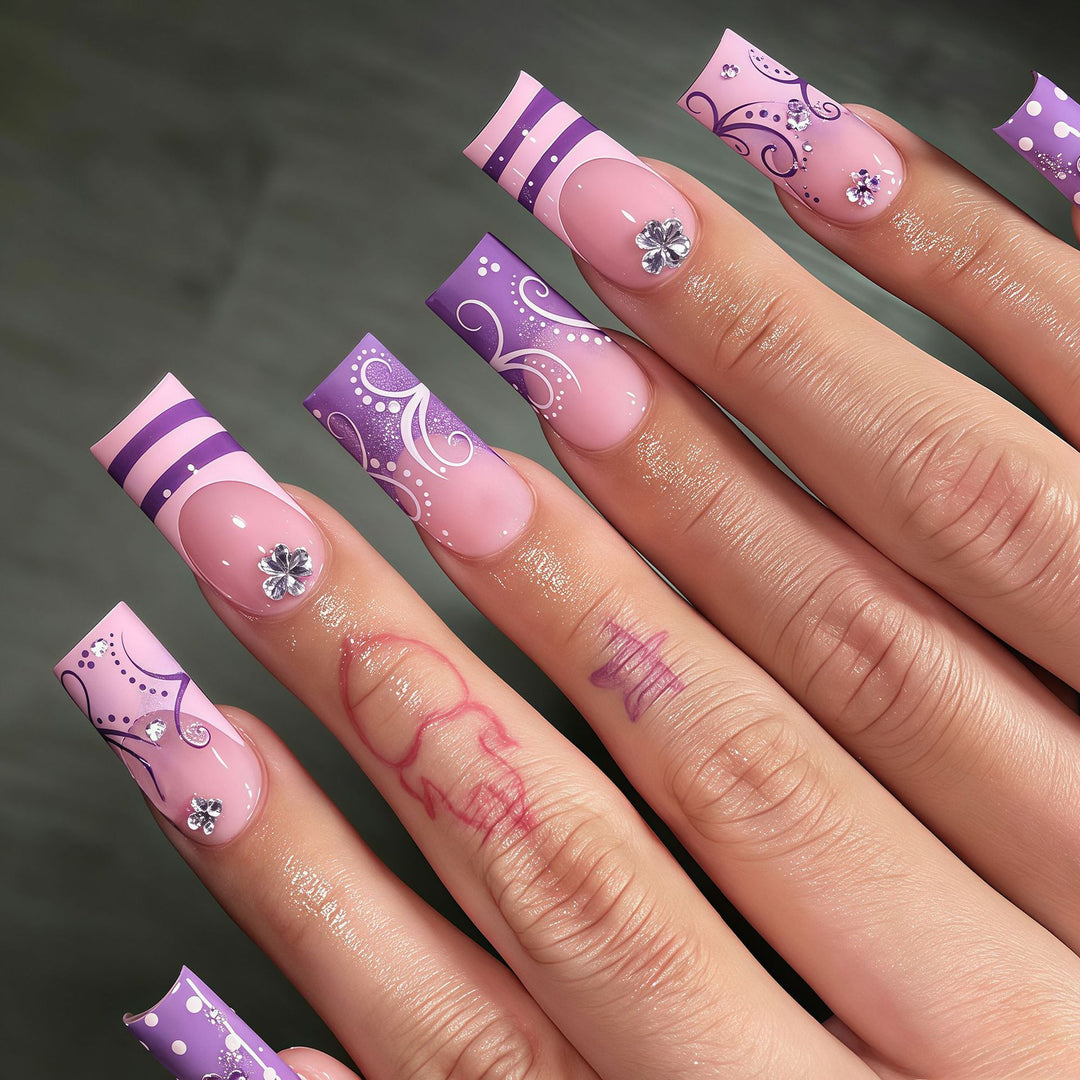Decorative Long Acrylic Nail Art Tips Bowlift