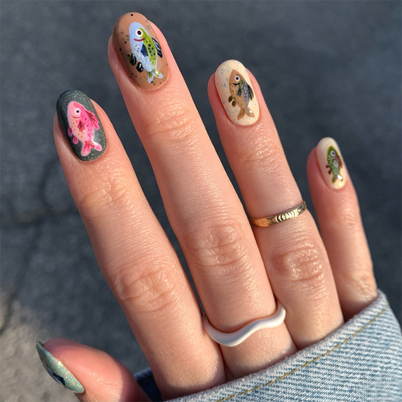 Creative Press-On Nail Art Set with Unique Insect Designs Bowlift