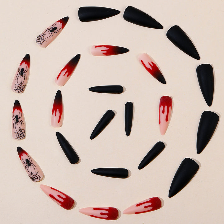 Gothic Halloween-Themed Stiletto Nail Art Extensions Bowlift 1789713400