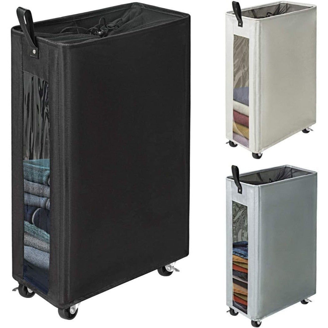 Modern laundry basket with wheels and viewing window Bowlift