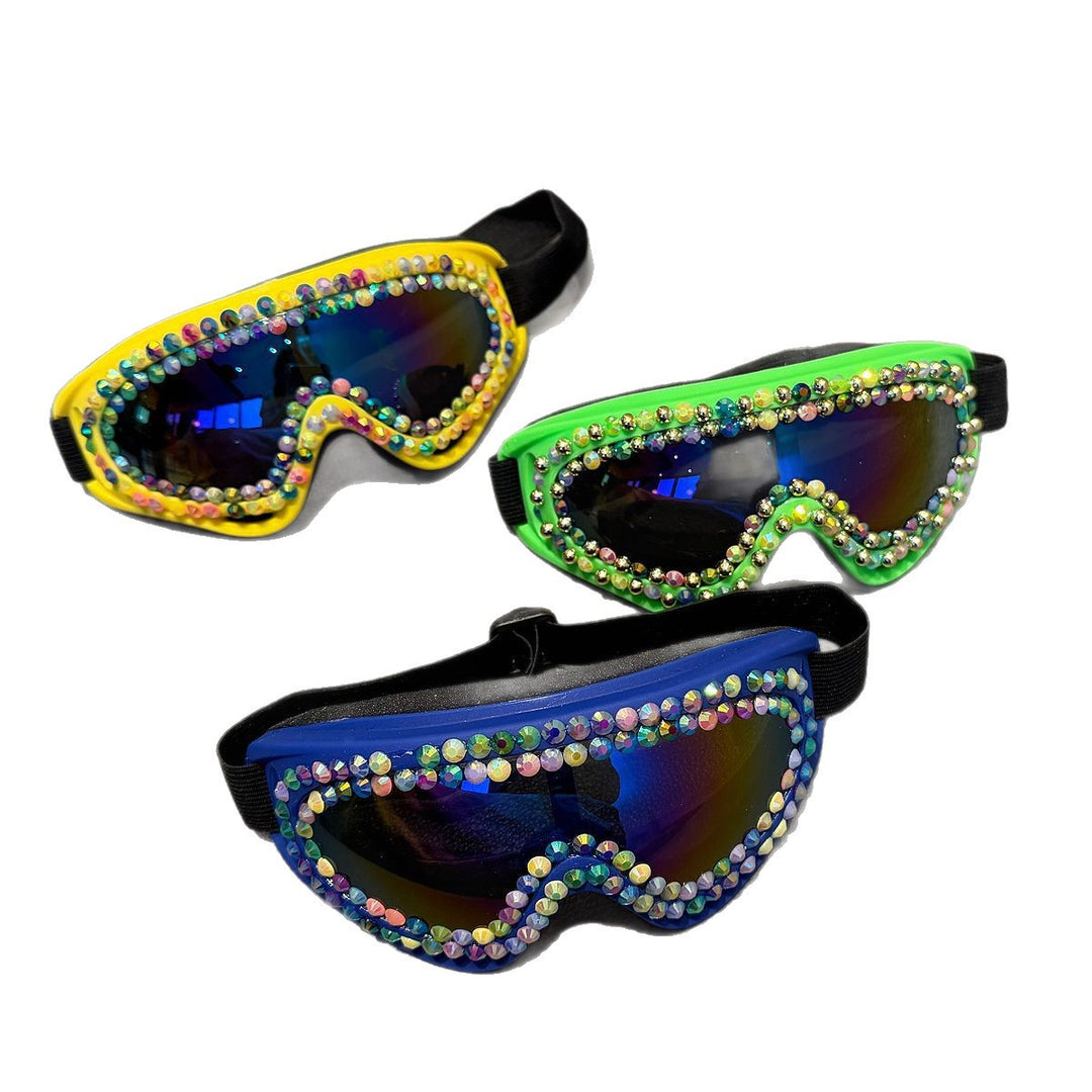 Ladies Ski Goggles with Sparkling Crystal Frame Bowlift