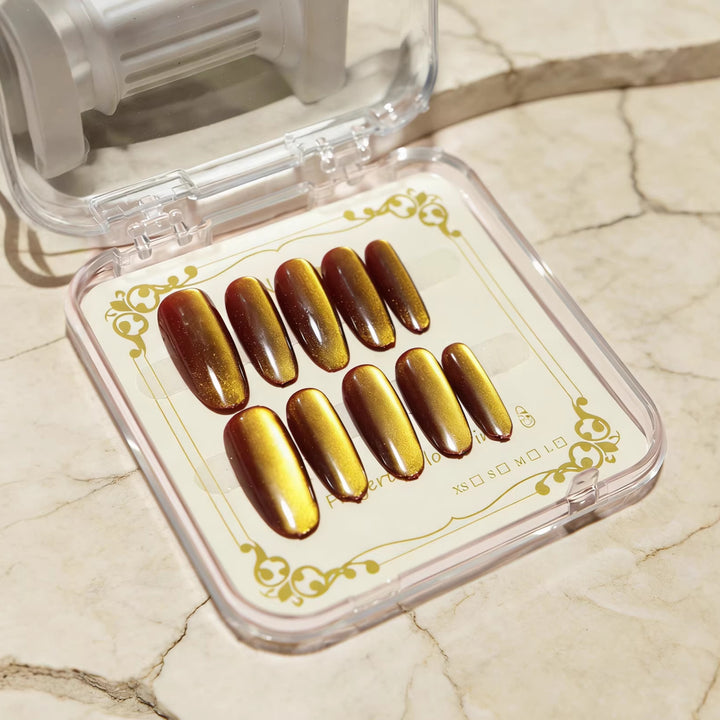 Glossy Almond-Shaped Press-On Nail Tips Bowlift