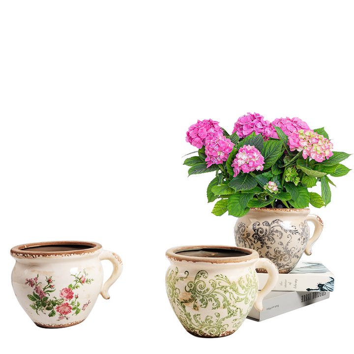 Decorative ceramic pot with floral pattern Bowlift