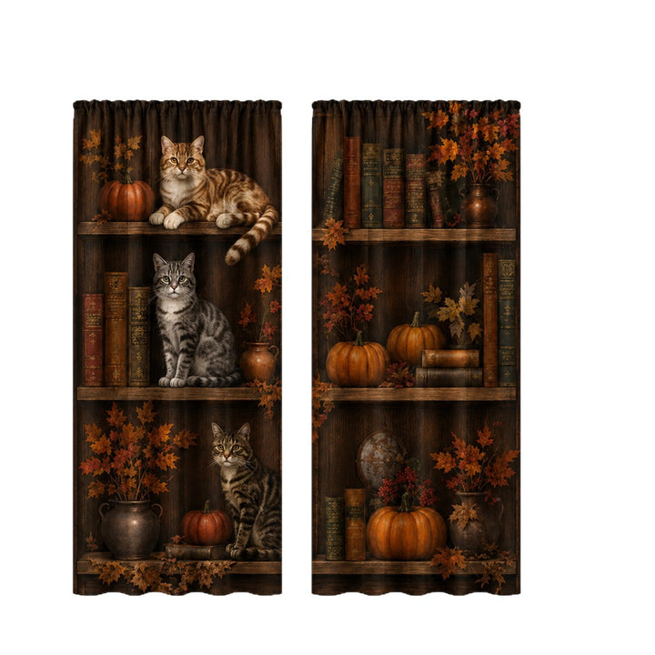 Artistic Floral Swan Print Window Curtains