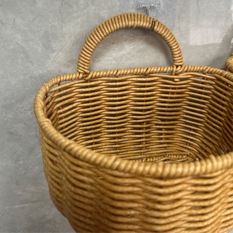 Decorative Wall-Mounted Wicker Storage Basket Bowlift