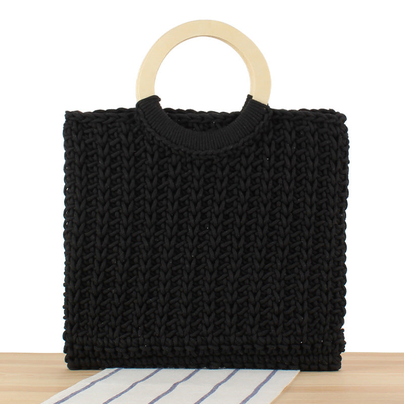 Handbag with Modern Geometric Knit Design Bowlift