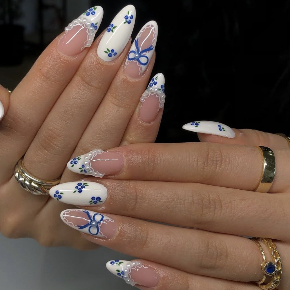 Elegant Floral Lace Tip Nail Art Extensions Bowlift