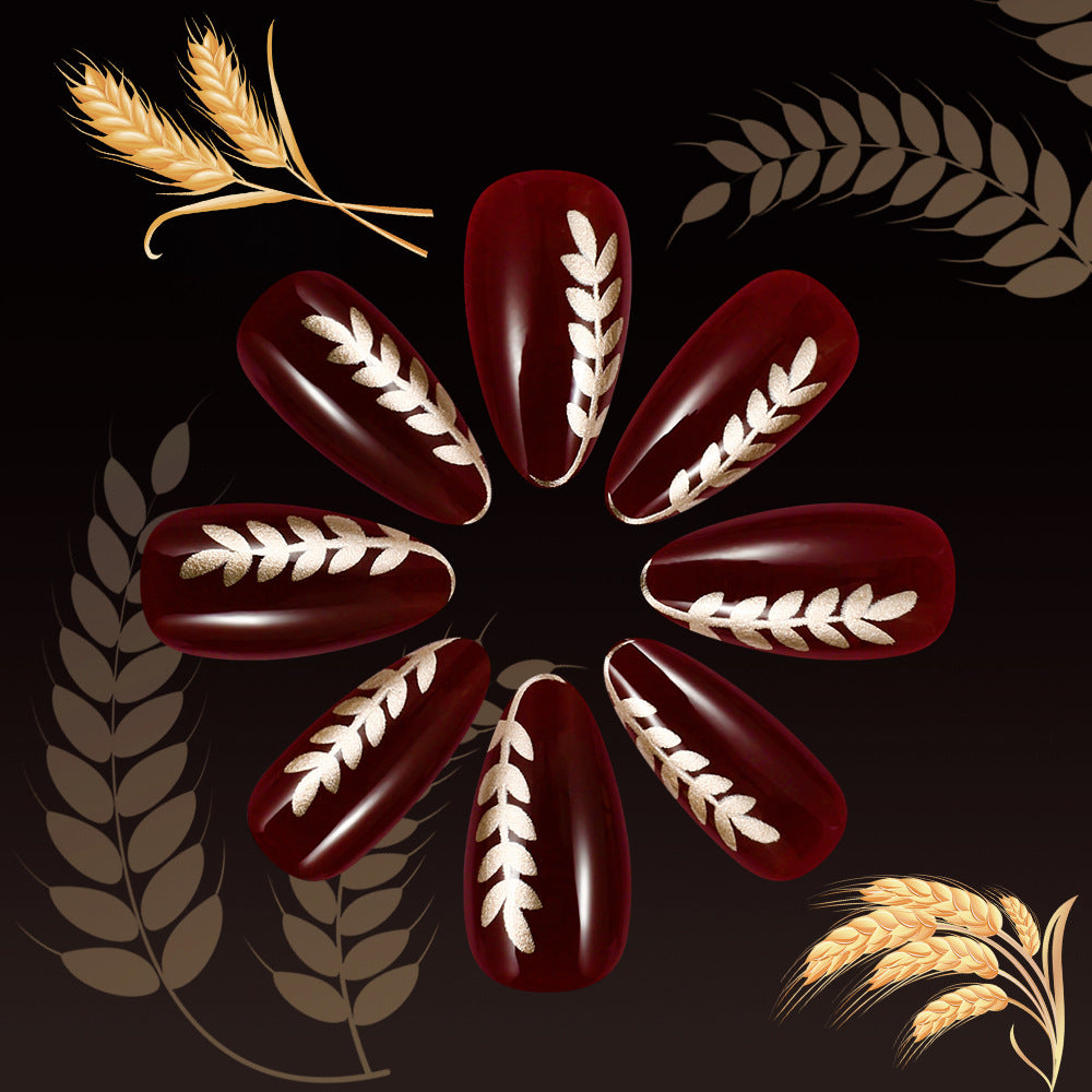 Elegant Botanical Press-On Nail Art Bowlift
