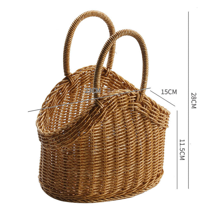 Unisex Handwoven Shopping Basket with Two Handles Bowlift