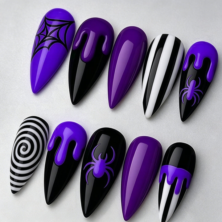 Artificial nails with creepy spider design Bowlift
