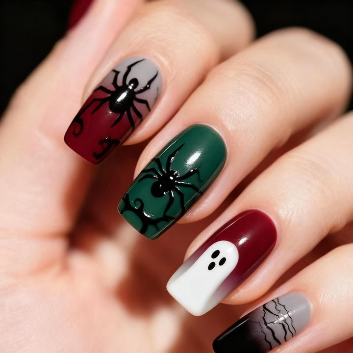 Artificial Nail Set with Colorful Flower Patterns Bowlift