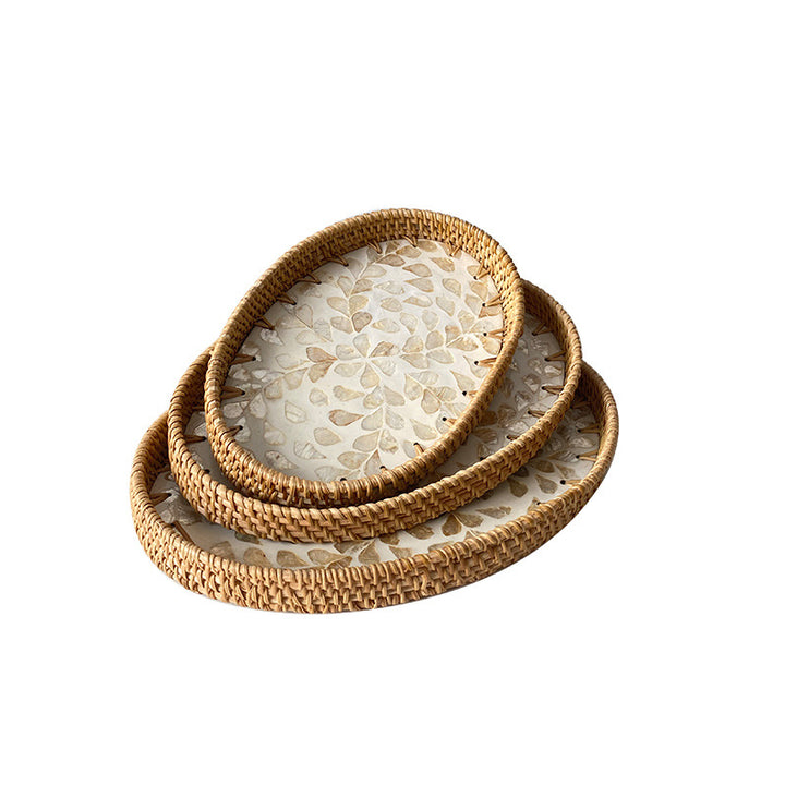 Ladies Elegant Serving Plate Set made of handwoven natural material Bowlift