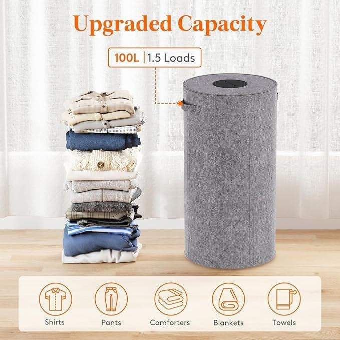 Large laundry basket with removable inner bag Bowlift