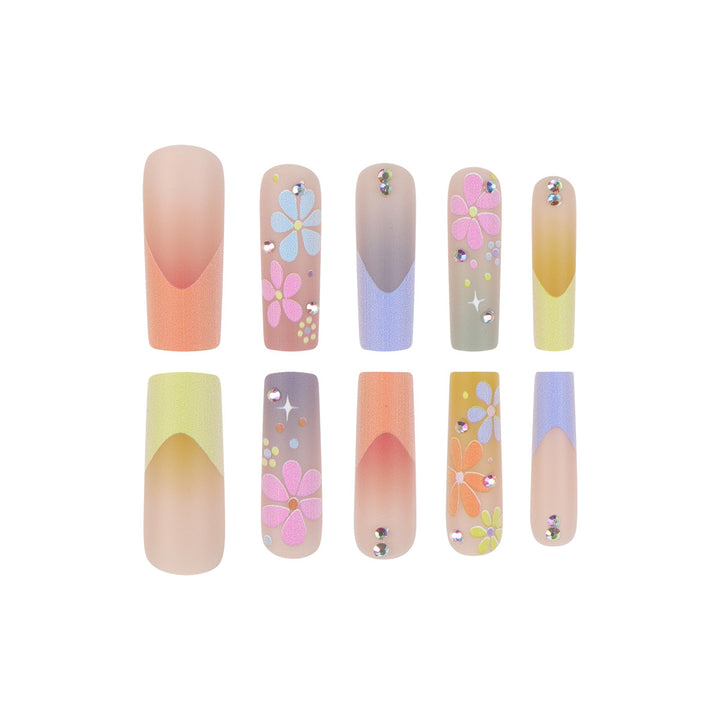 Floral-Themed Long Stiletto Press-On Nails Bowlift